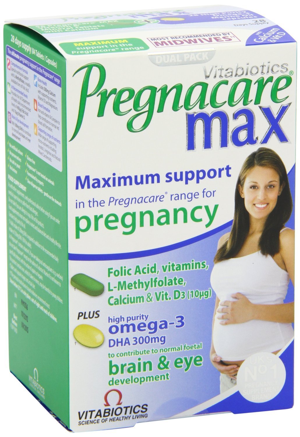 Vitabiotics Pregnacare Max duo-pack for comprehensive prenatal nutrition.