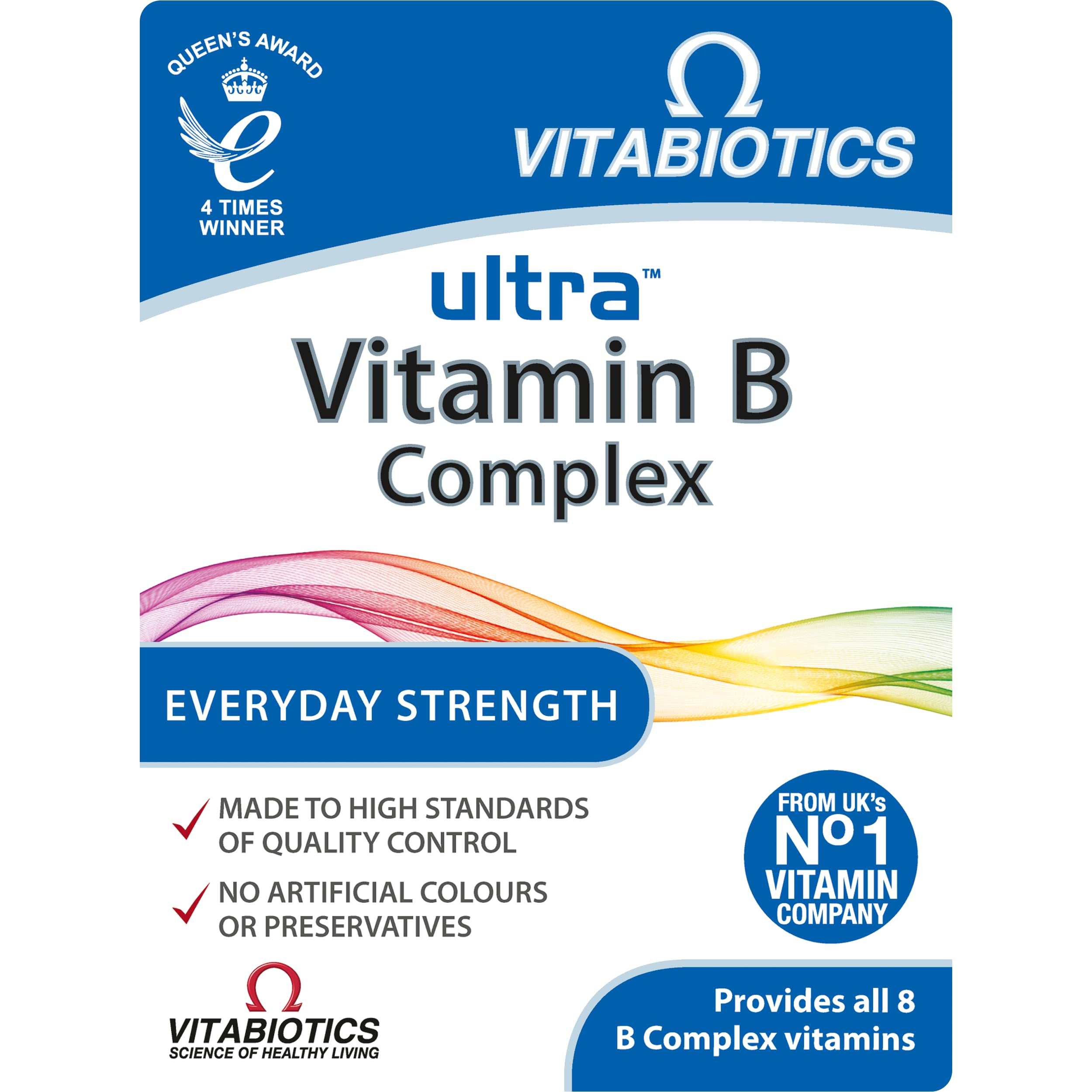 Vitabiotics Ultra B-Complex tablets bottle supports daily energy and routine use.