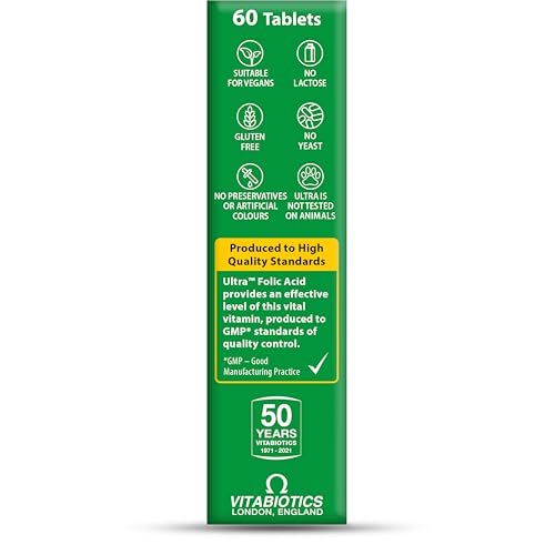 Vitabiotics Ultra Folic Acid 400ug packaging box conveys trusted daily vitamin support