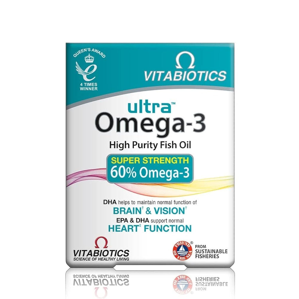 Vitabiotics Ultra Omega-3 High Potency bottle front view supports daily wellness