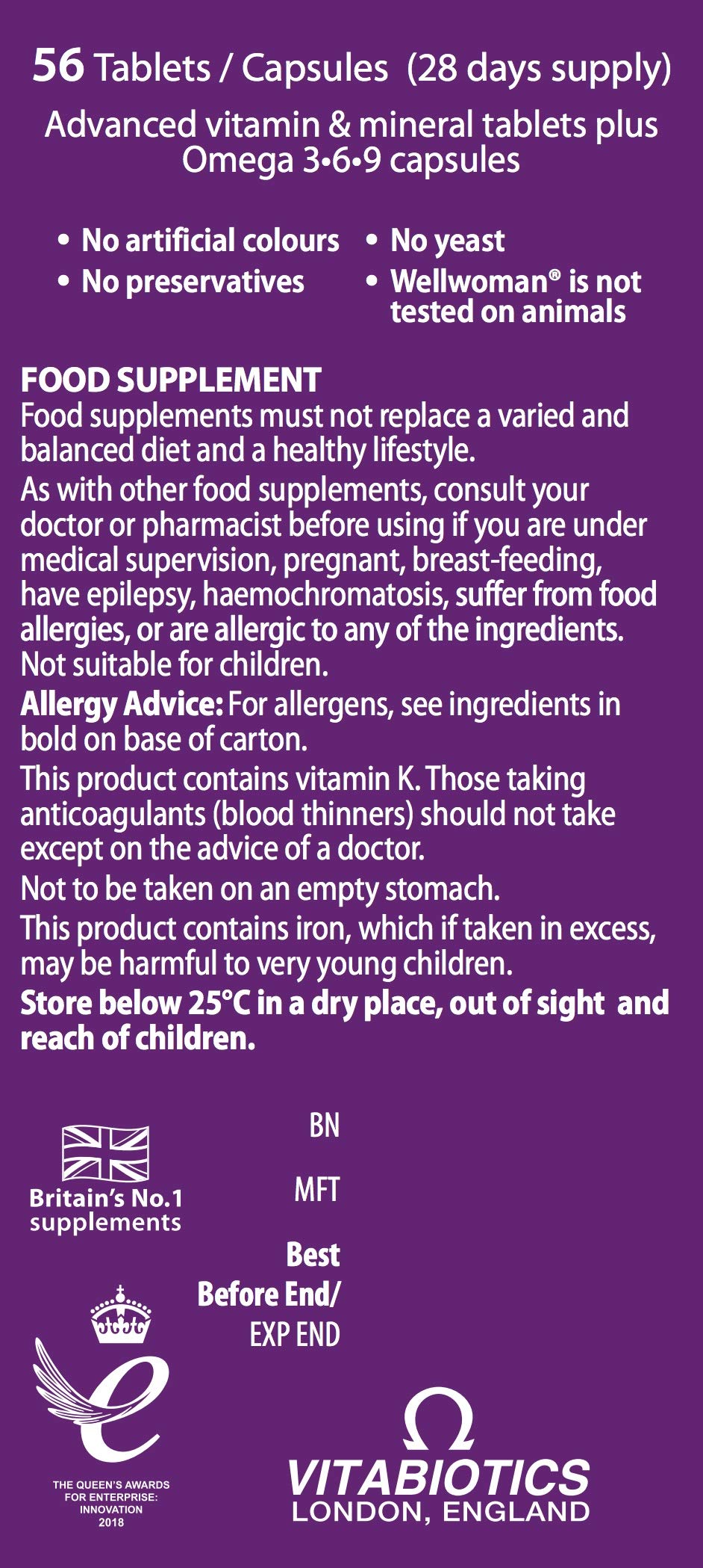 Wellwoman Plus omega-3-6-9 capsules pack showcases essential fatty acids for heart and mood.