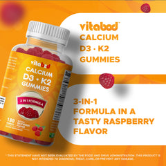Vitabod D3 K2 gummies ingredients panel emphasizes allergen-free formula