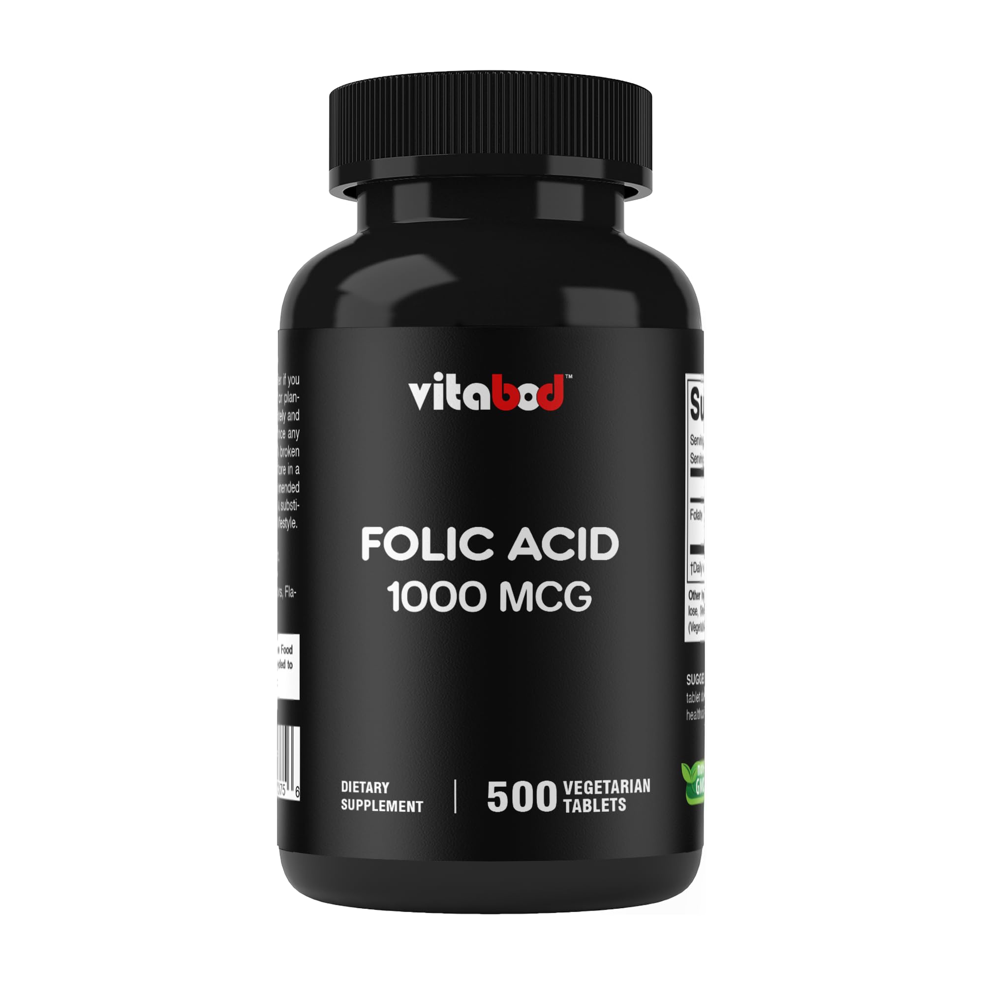 Vitabod Folic Acid bottle front showing label, prenatal nutrient support