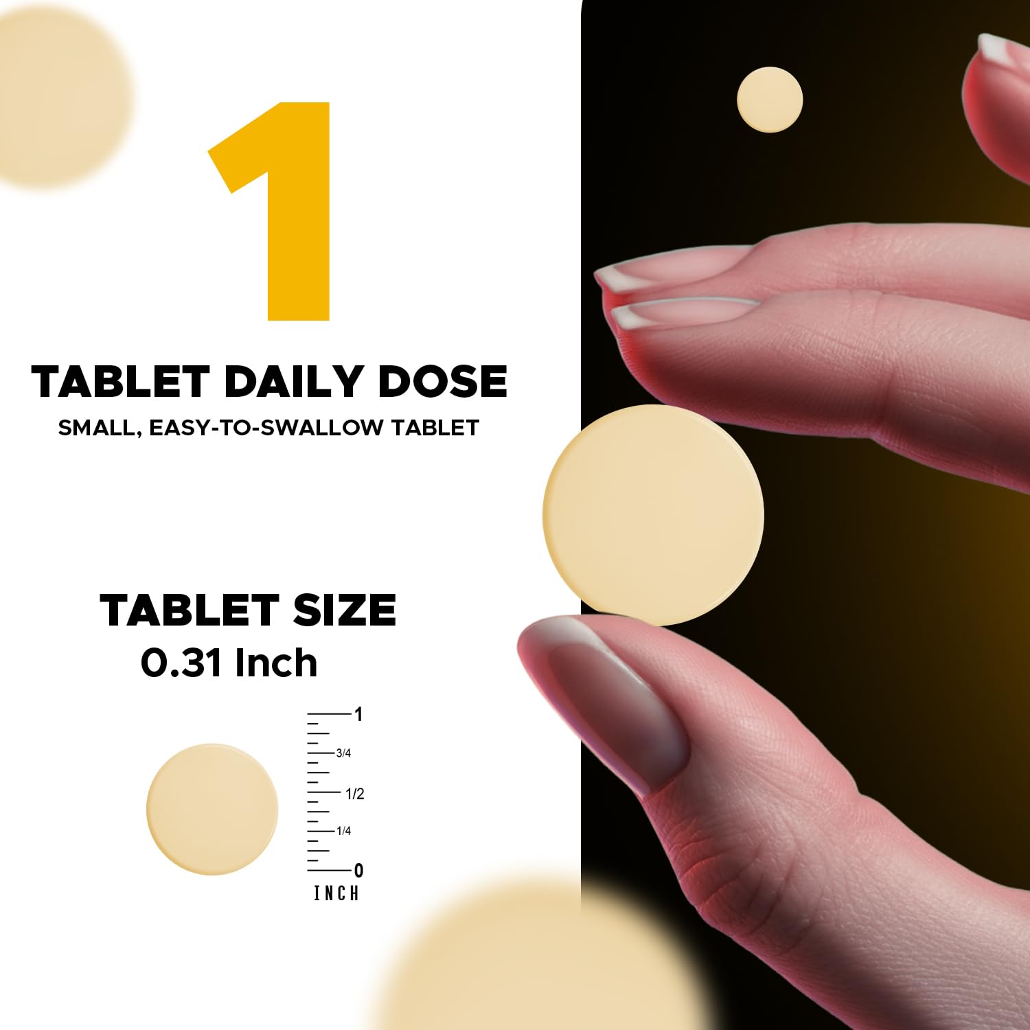 Vitabod Folic Acid tablets close-up, small and easy-to-swallow daily vitamin