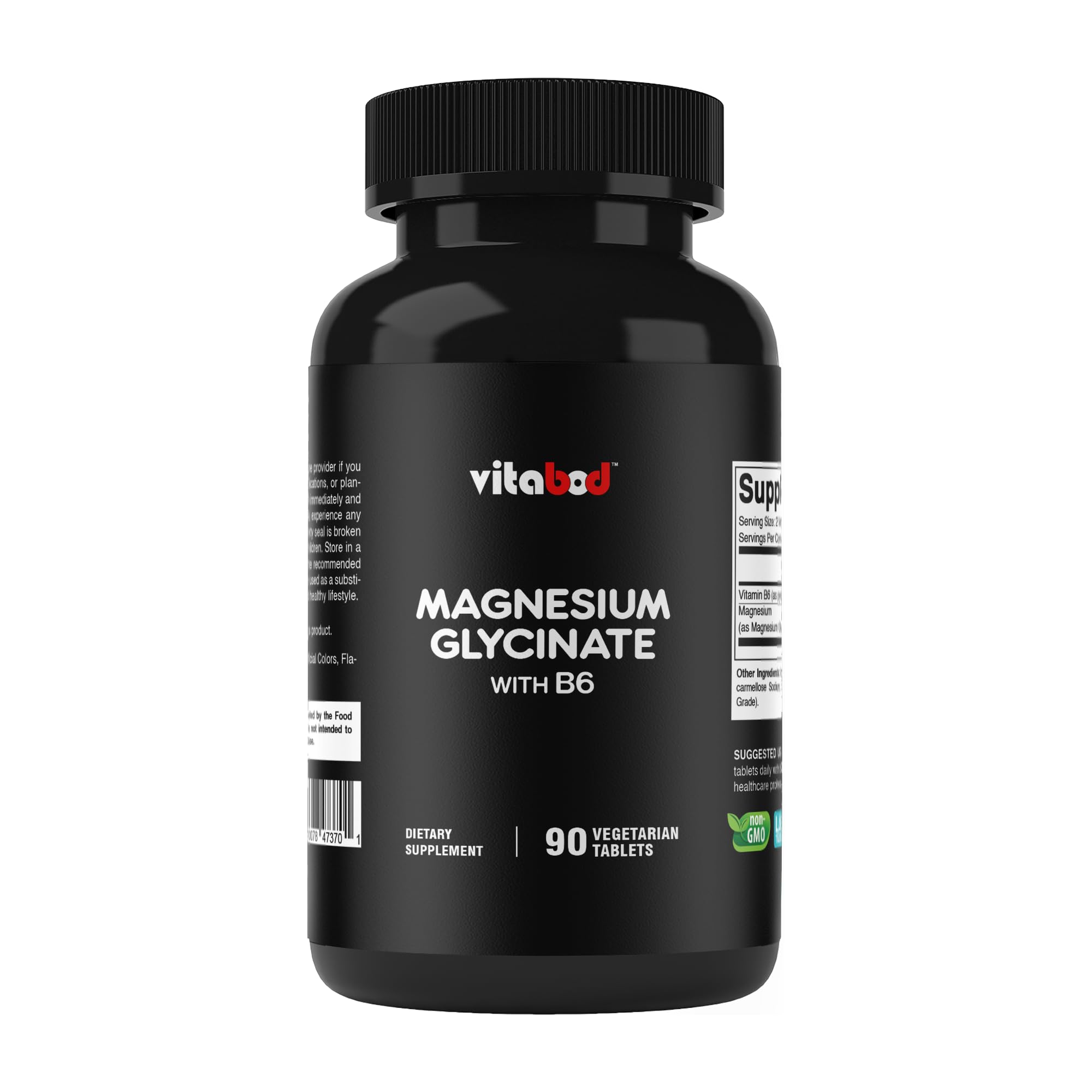 Vitabod magnesium-glycinate 1000mg tablets front bottle view, potential daily muscle support