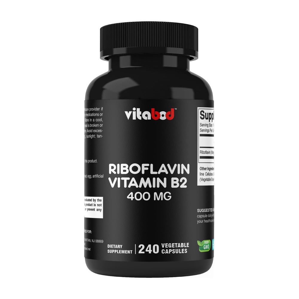 Vitabod Riboflavin bottle front view for energy support.