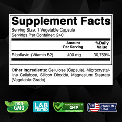 Vitabod Riboflavin capsules inside bottle for daily use.
