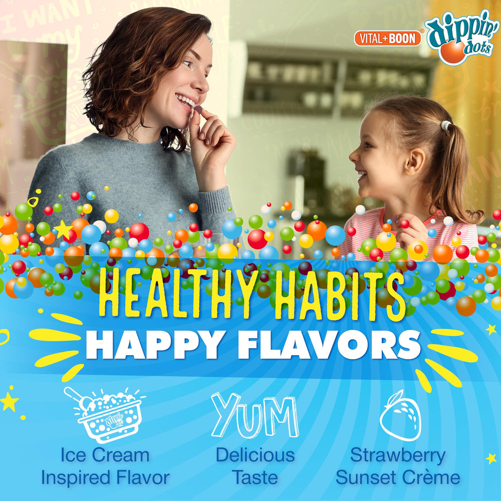 Vital+Boon Dippin' Dots bottle with child-resistant cap.