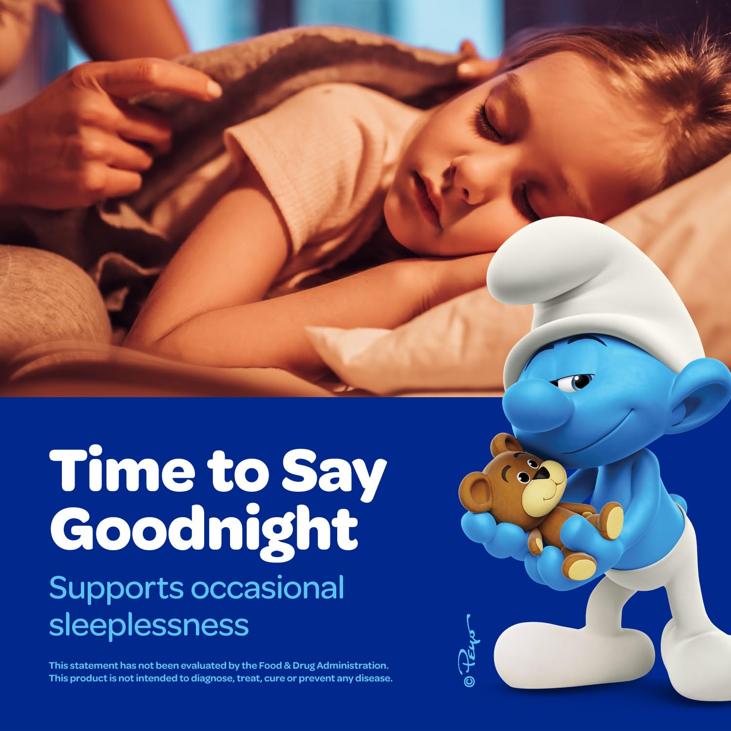 VITABURST Smurfs Gummies out-of-bottle image, convenient daily bedtime dose