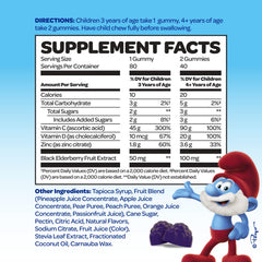 Close-up of Elderberry gummies from Vitaburst Smurfs Immune Defense for kids.