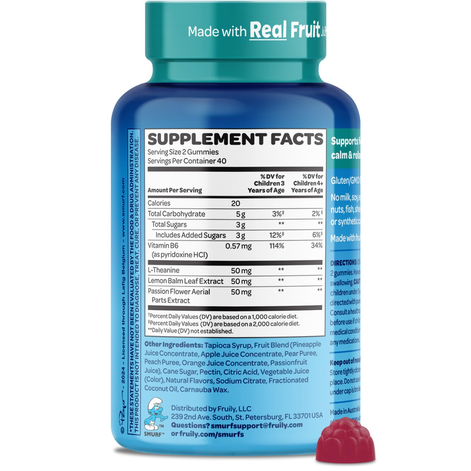 VITABURST Smurfs Kids Calm Gummies sunflower phosphatidylserine detail