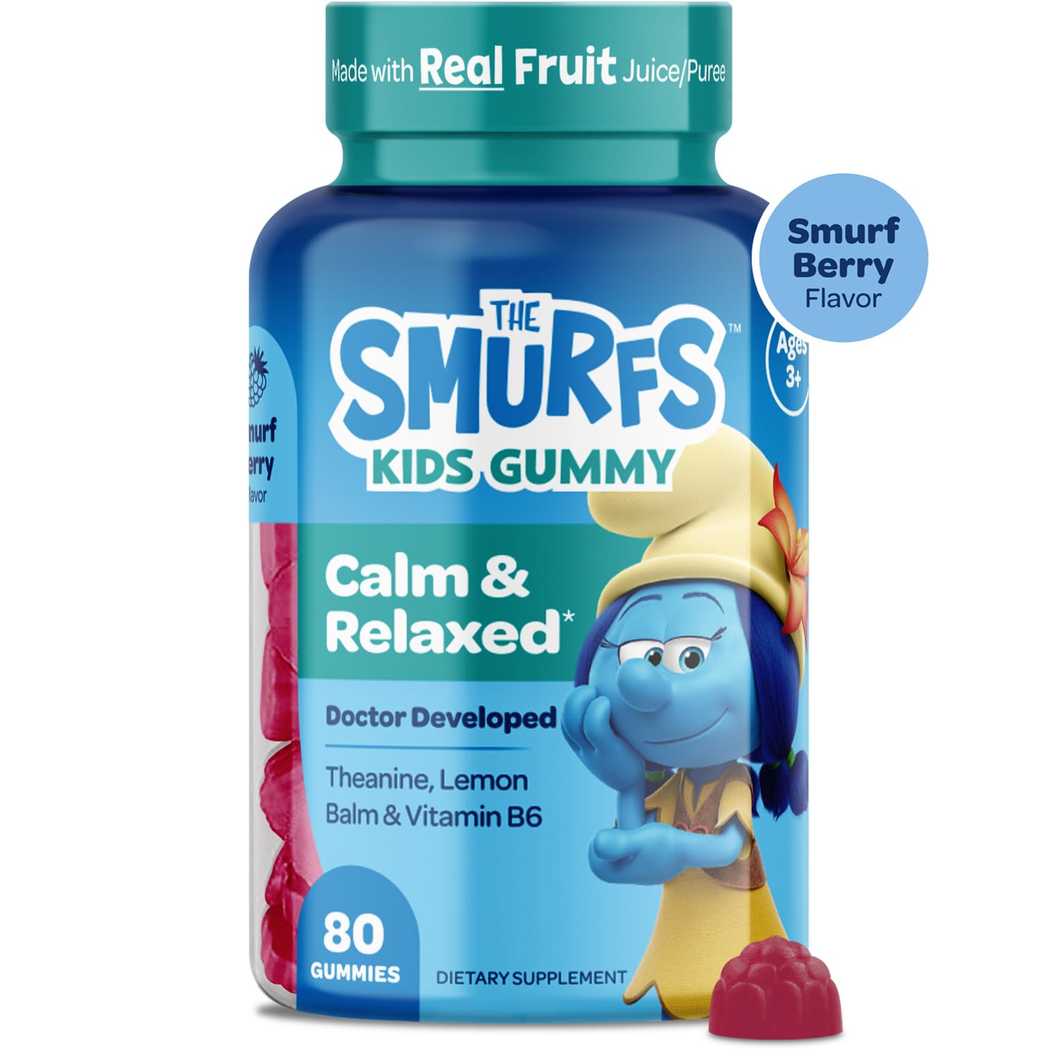 VITABURST Smurfs Kids Calm Gummies child using gummies during homework