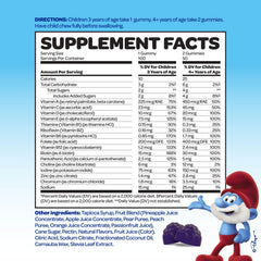Vitaburst Smurfs packaging featuring kid-friendly daily health routine.