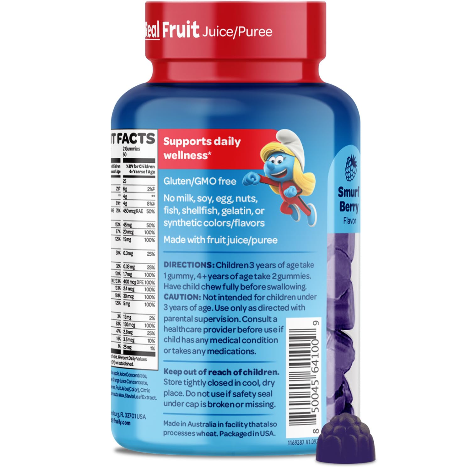 Vitaburst Smurfs serving suggestion on plate for after-school snack.