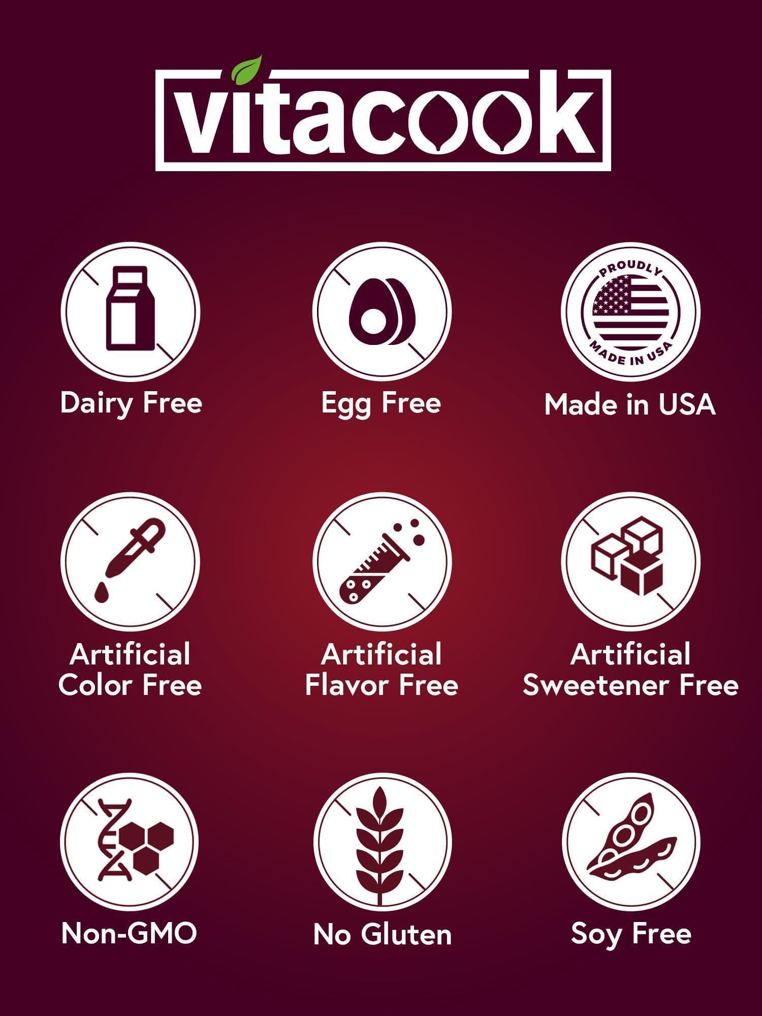 Vitacook iron supplement label shows non-GMO and gluten-free
