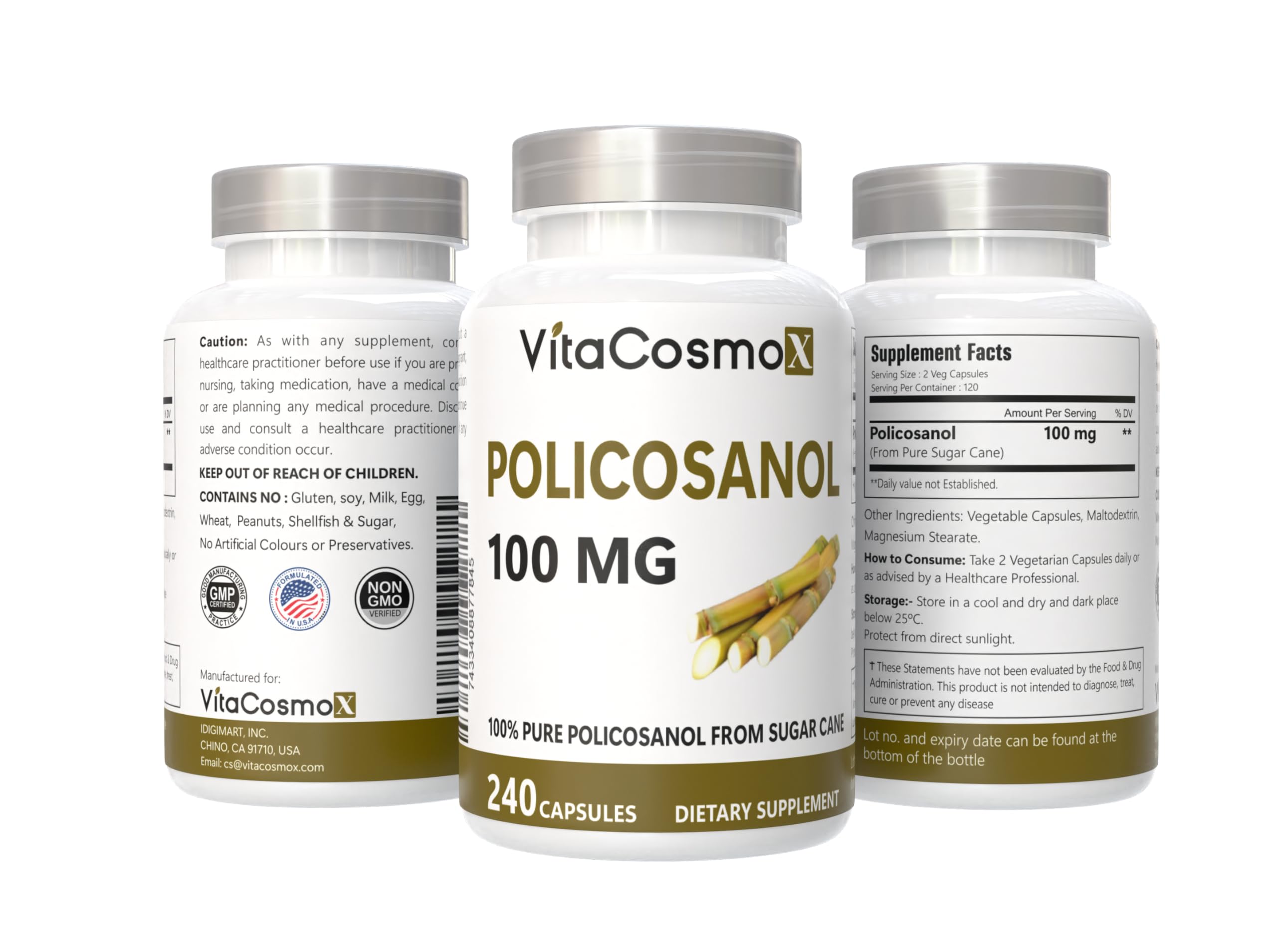 Capsules in a glass jar demonstrate convenient 240-capsule supply.