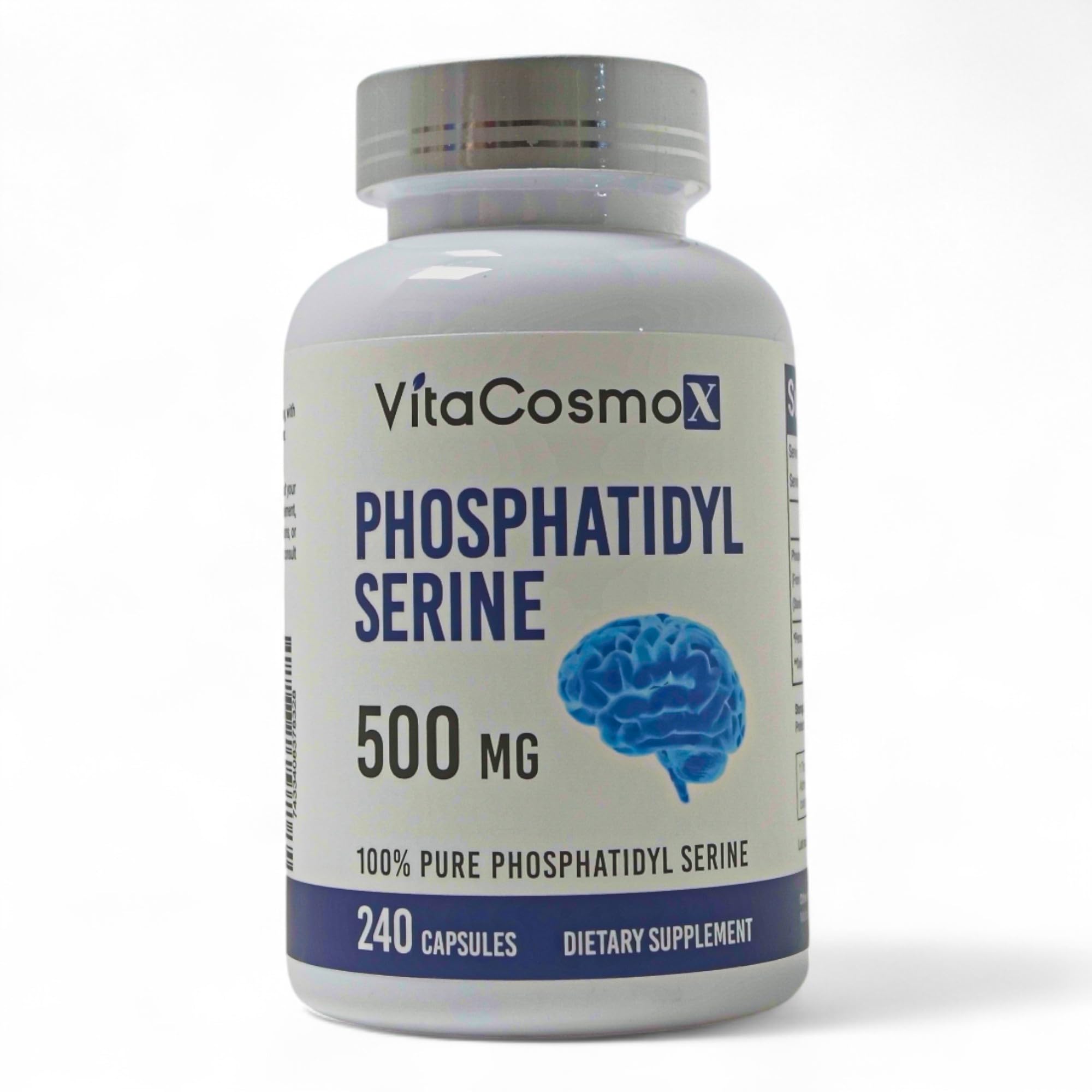 VitaCosmoX ingredient panel lists phosphatidylserine with clean add-ins