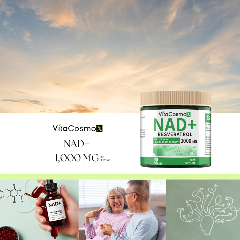 VitaCosmoX NAD+ packaging displaying 45-day supply for steady use