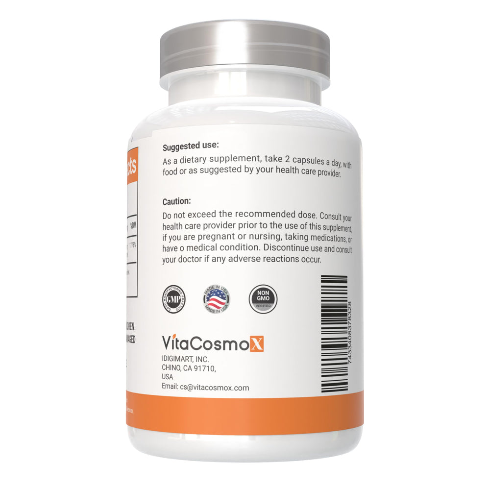 VitaCosmoX plant-based capsules pack on a clean backdrop
