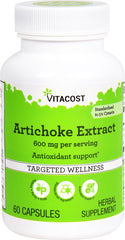 Vitacost Artichoke Extract leaf close-up showing Cynarin content for daily use.