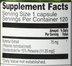 Vitacost Butterbur Extract capsules closeup, standardized potency for consistent daily use