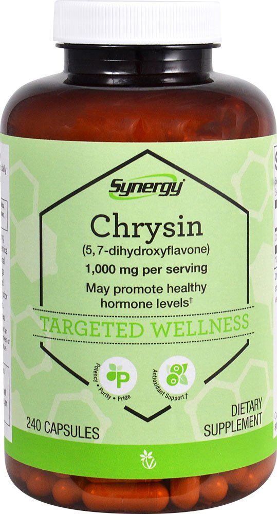 Vitacost Chrysin bottle front highlighting high-dose 1000 mg per serving for potential athletic support