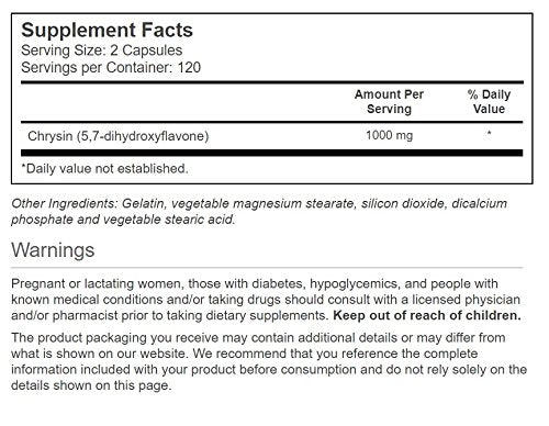 Vitacost Chrysin capsules closeup ideal for convenient daily supplementation