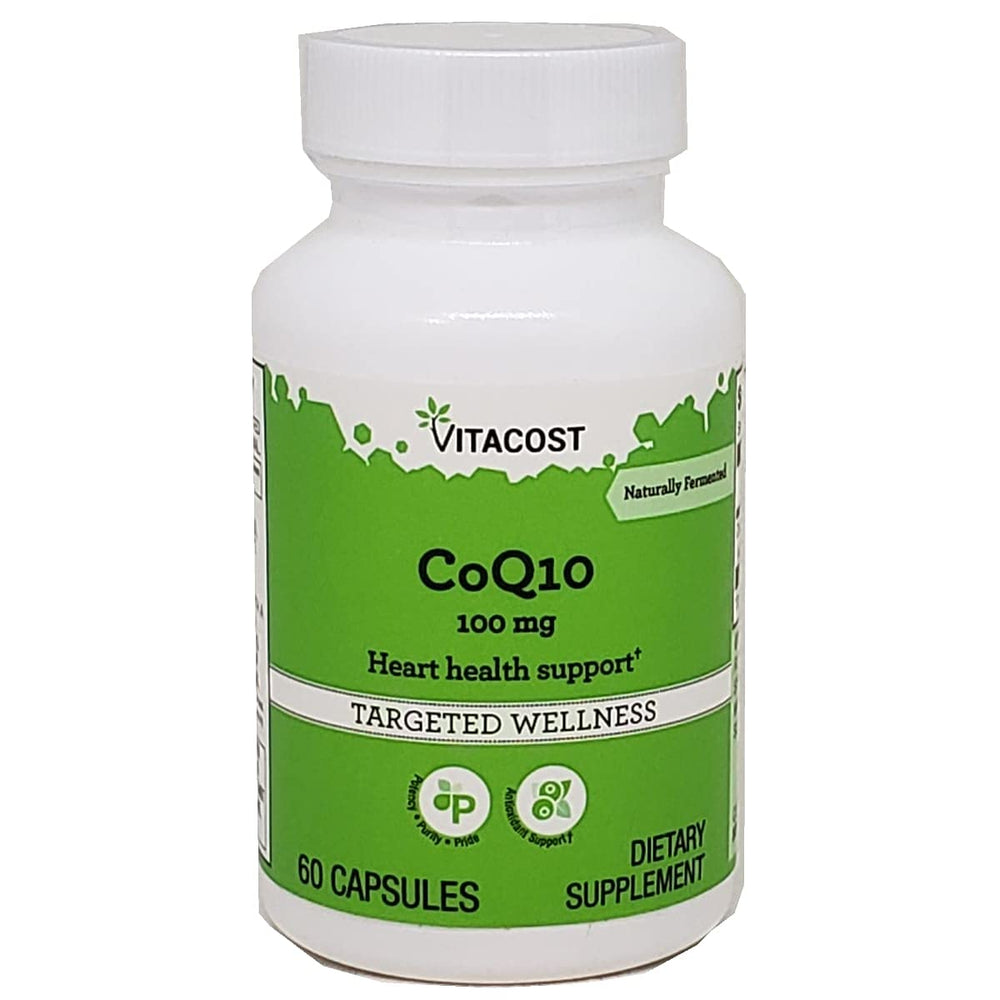 Vitacost CoQ10 100 mg bottle front view highlighting dosage and label