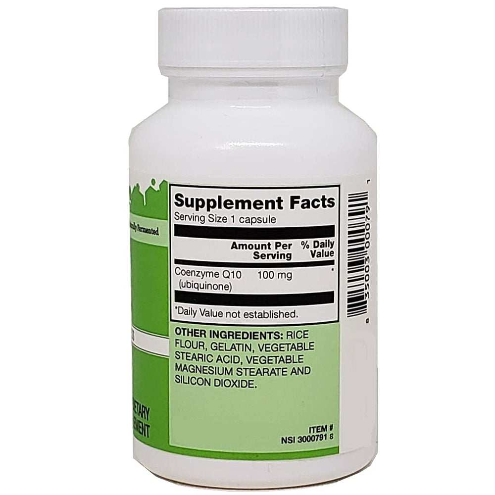 Vitacost CoQ10 60 capsules label showing ingredients and testing