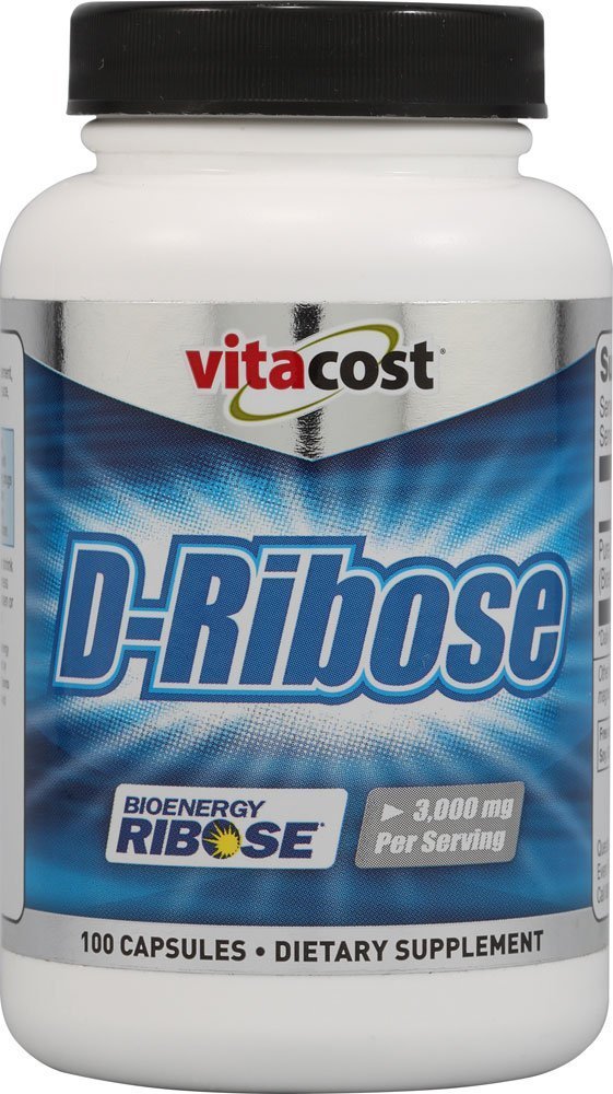 Vitacost D-Ribose bottle label with ingredients and energy support details