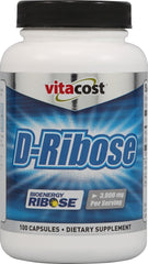 Vitacost D-Ribose bottle label with ingredients and energy support details