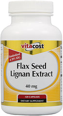 Vitacost Flax Seed Lignan Extract bottle with capsules supports hormonal balance and everyday wellness