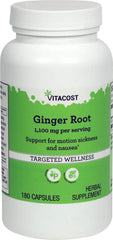 Vitacost Ginger Root bottle with 1100 mg per serving, supports digestion and occasional nausea relief.