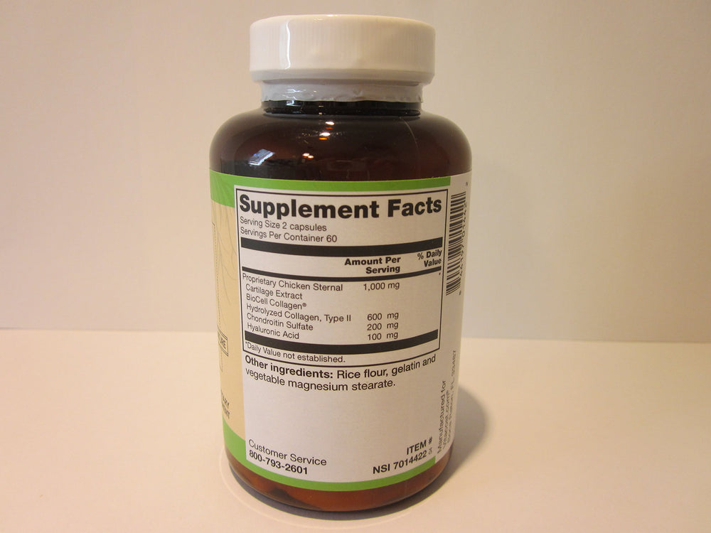 Close-up of Vitacost Hyaluronic Acid capsules for skin and connective tissue support