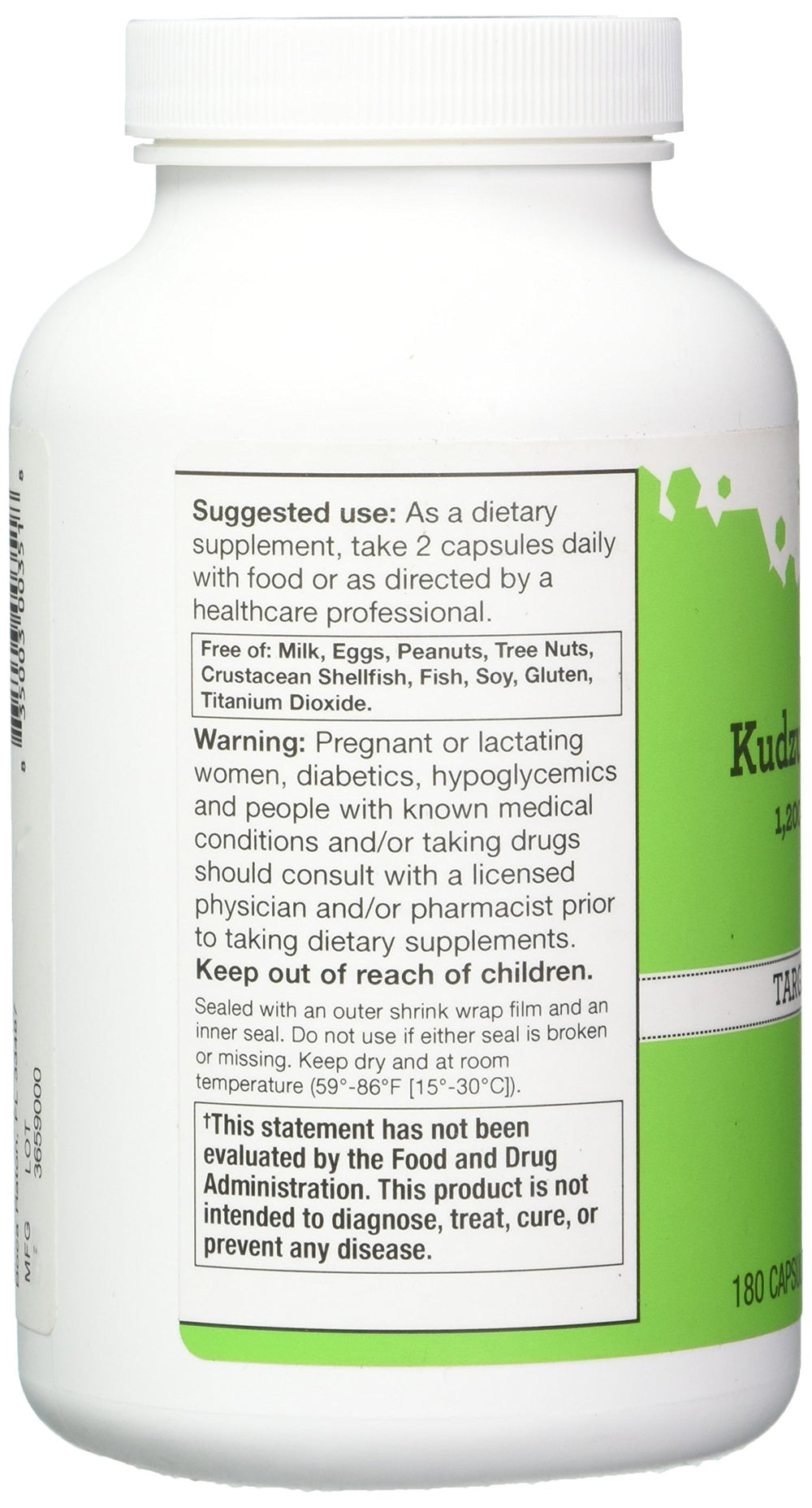 Vitacost Kudzu Root Extract bottle closeup: high-strength 1200 mg per serving.