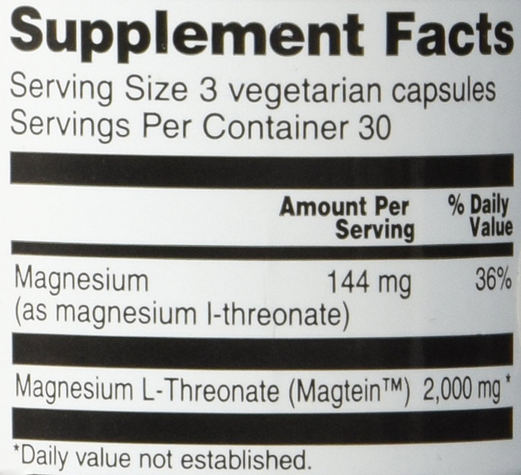 Label emphasizes Vitacost Magtein's vegetarian-friendly formula.
