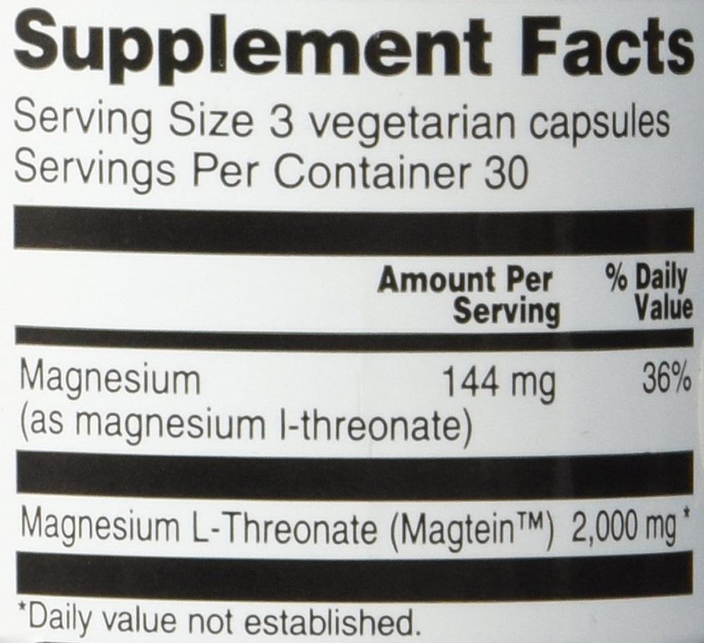 Label emphasizes Vitacost Magtein's vegetarian-friendly formula.