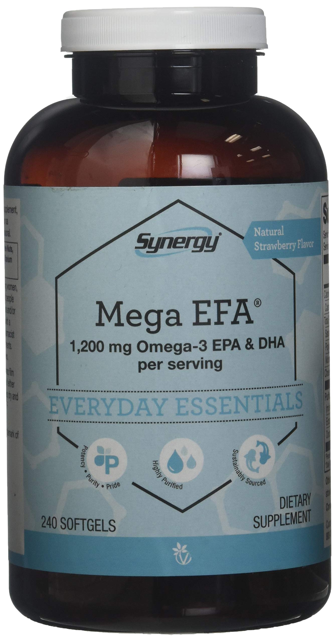 Vitacost Mega EFA Mini Gels bottle on display, convenient omega-3 support for daily wellness.