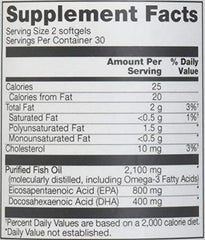 Vitacost Mega EFA Omega-3 label close-up shows purity and EPA/DHA.