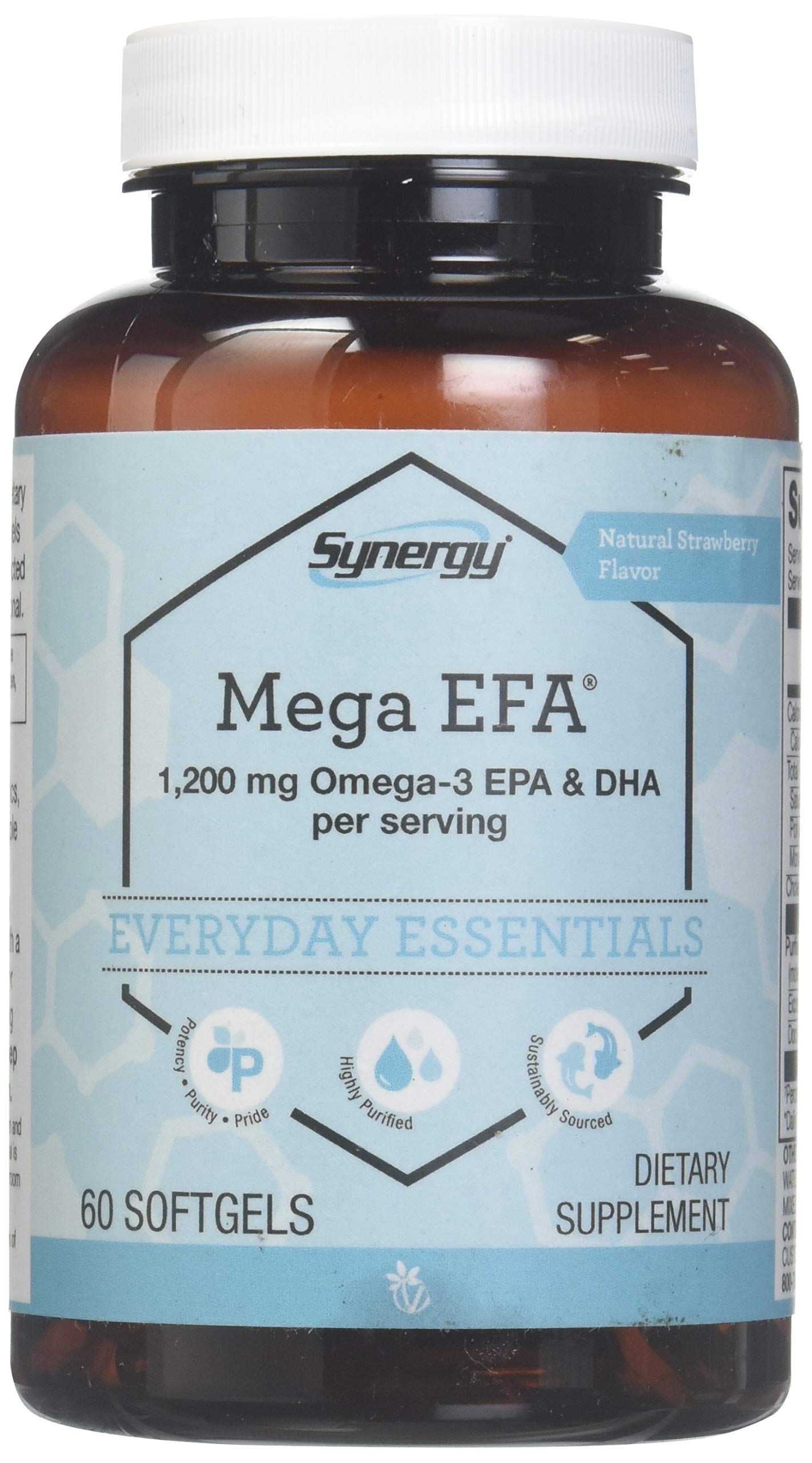 Vitacost Mega EFA Omega-3 softgels bottle for heart and mood support.