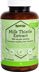 Vitacost Milk Thistle Extract bottle label showing 600 mg per serving for liver support.