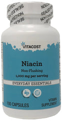 Vitacost Niacin Non-Flushing bottle label showing 1000 mg per serving for metabolism support