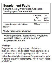 Vitacost NSI Strontium capsules close-up, illustrating vegetarian formula for bone health support.