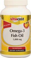 Vitacost Omega-3 Fish Oil Lemon softgels bottle for easy daily omega-3 intake