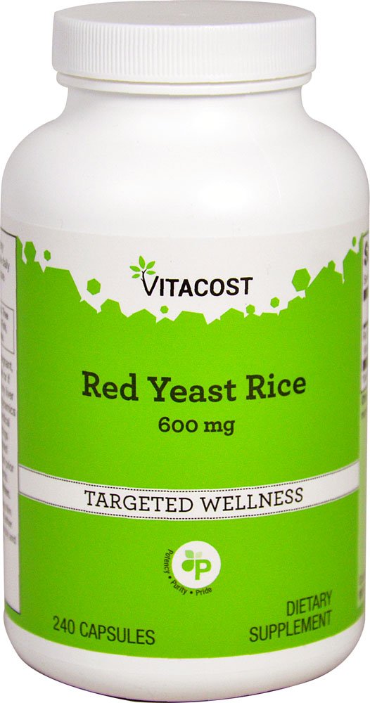 Vitacost Red Yeast Rice 600 mg bottle highlights heart-friendly support for balanced lipids.