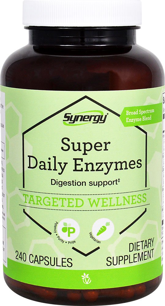 Vitacost Super Daily Enzymes bottle shown, supports broad digestion after meals