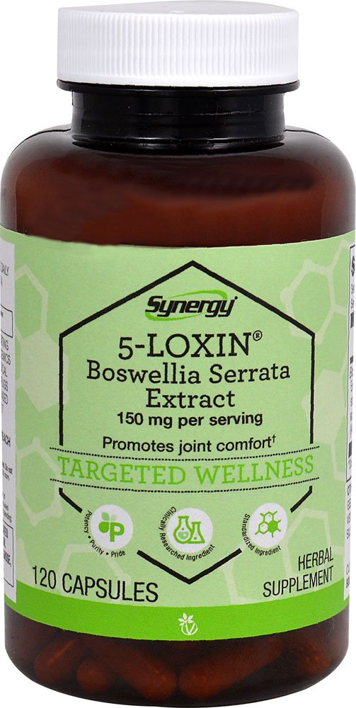 Vitacost Synergy 5-Loxin AKBA capsules support joint comfort and inflammatory balance.