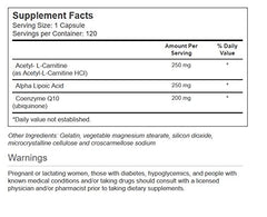 Close-up of Vitacost Synergy capsules highlighting quality ingredients for cardiovascular and cognitive support.