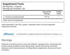 Vitacost Synergy L-Theanine capsules supporting focus and relaxation.