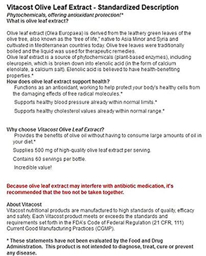 Vitacost Synergy Olive Leaf Extract capsules ready for everyday dietary supplementation.